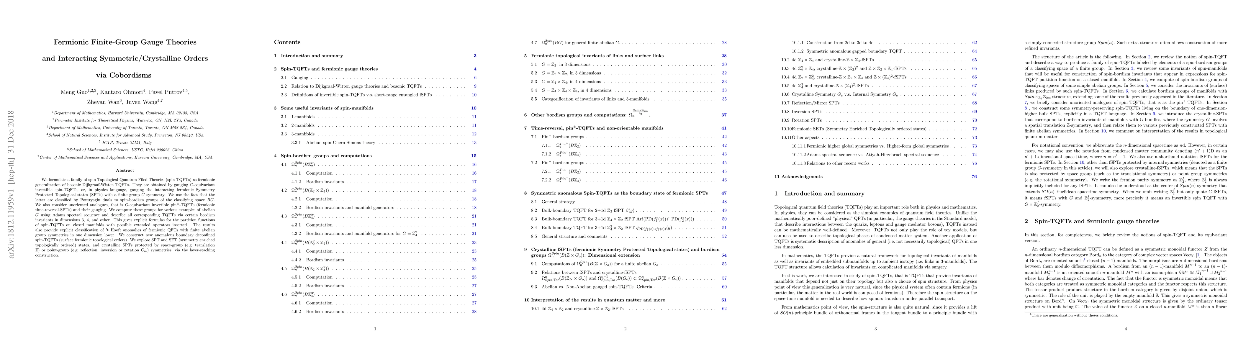 Thumbnail for Fermionic Finite-Group Gauge Theories and Interacting
  Symmetric/Crystalline Orders via Cobordisms