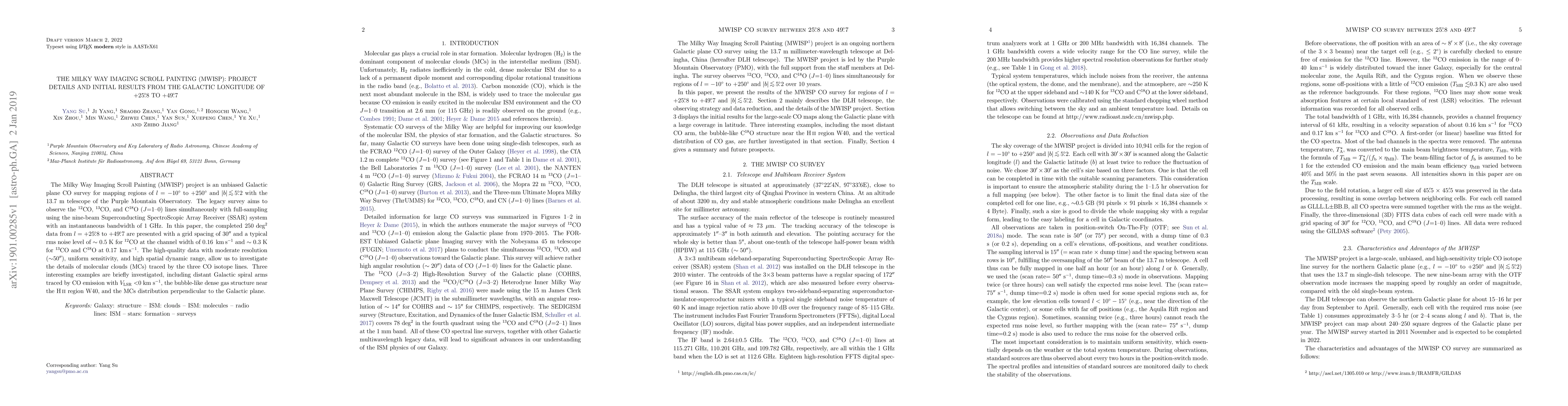Thumbnail for The Milky Way Imaging Scroll Painting (MWISP): Project Details and
  Initial Results from the Galactic Longitude of 25.8deg to 49.7deg