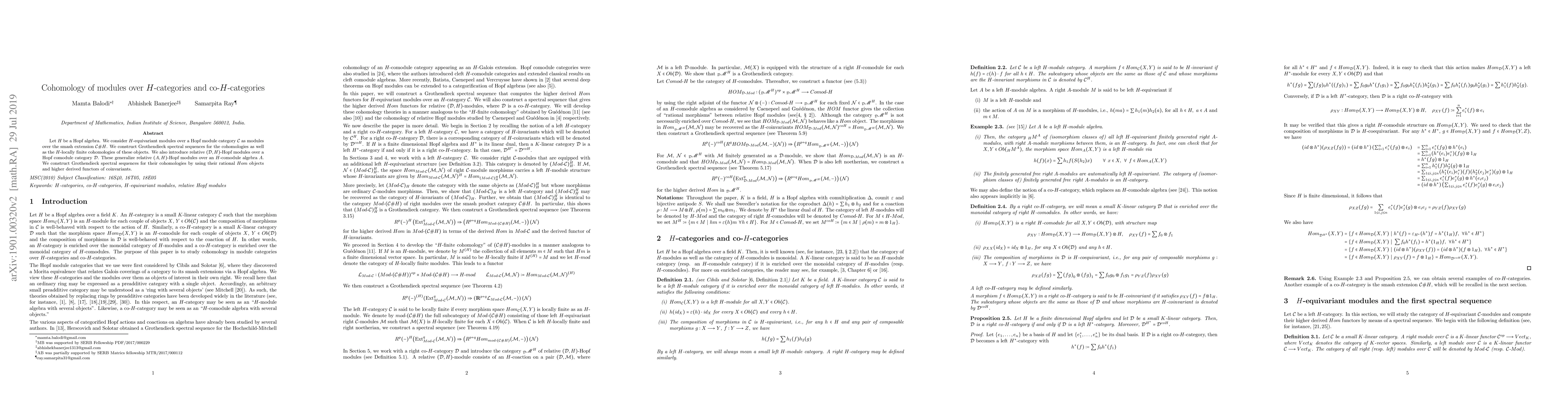 Thumbnail for Cohomology of modules over $H$-categories and co-$H$-categories