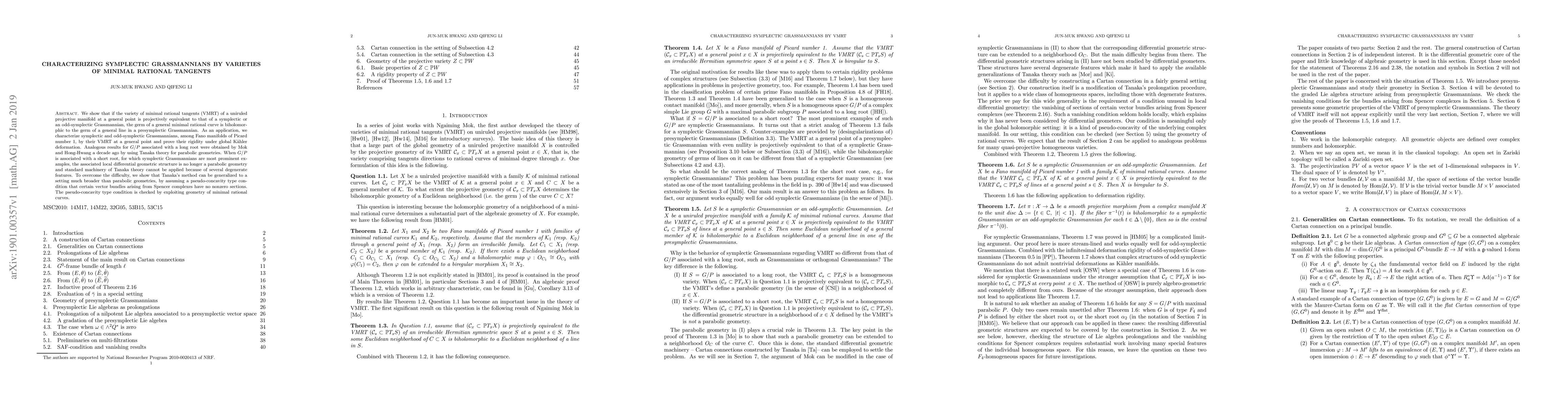 Thumbnail for Characterizing symplectic Grassmannians by varieties of minimal rational
  tangents