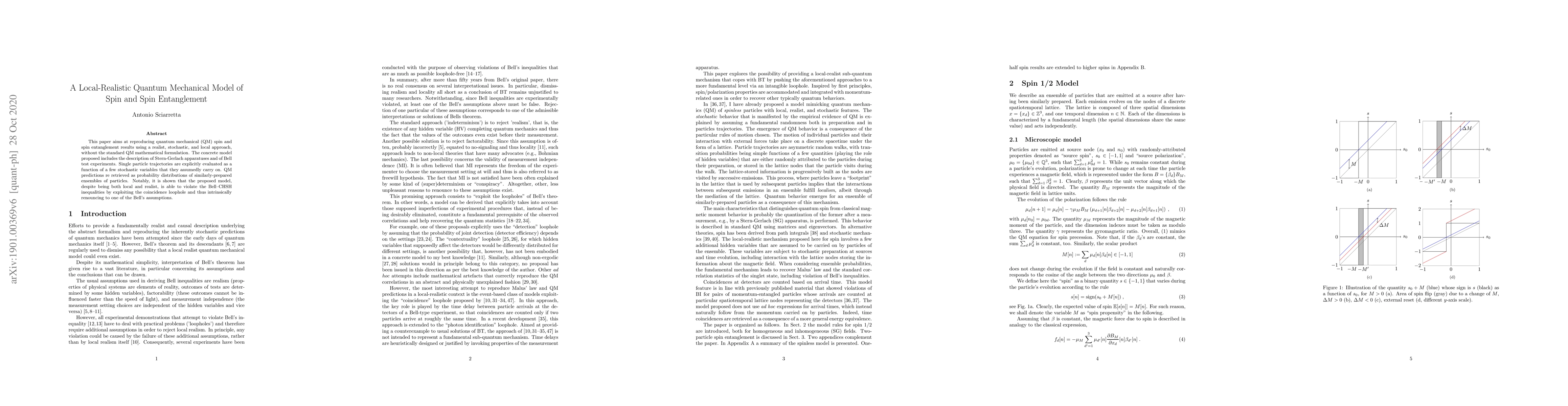 Thumbnail for A Local-Realistic Quantum Mechanical Model of Spin and Spin Entanglement