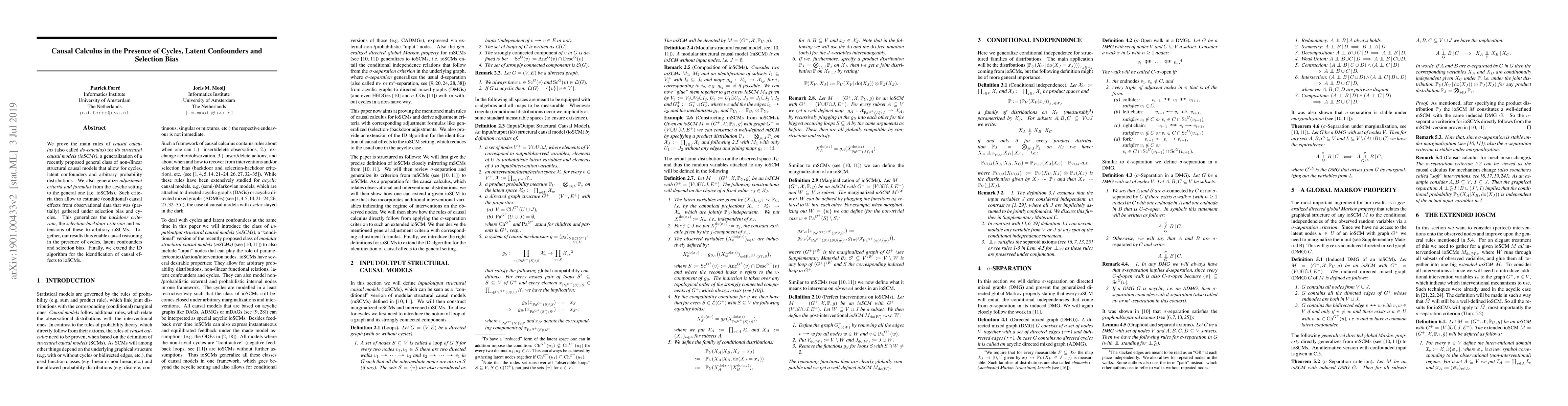 Thumbnail for Causal Calculus in the Presence of Cycles, Latent Confounders and
  Selection Bias
