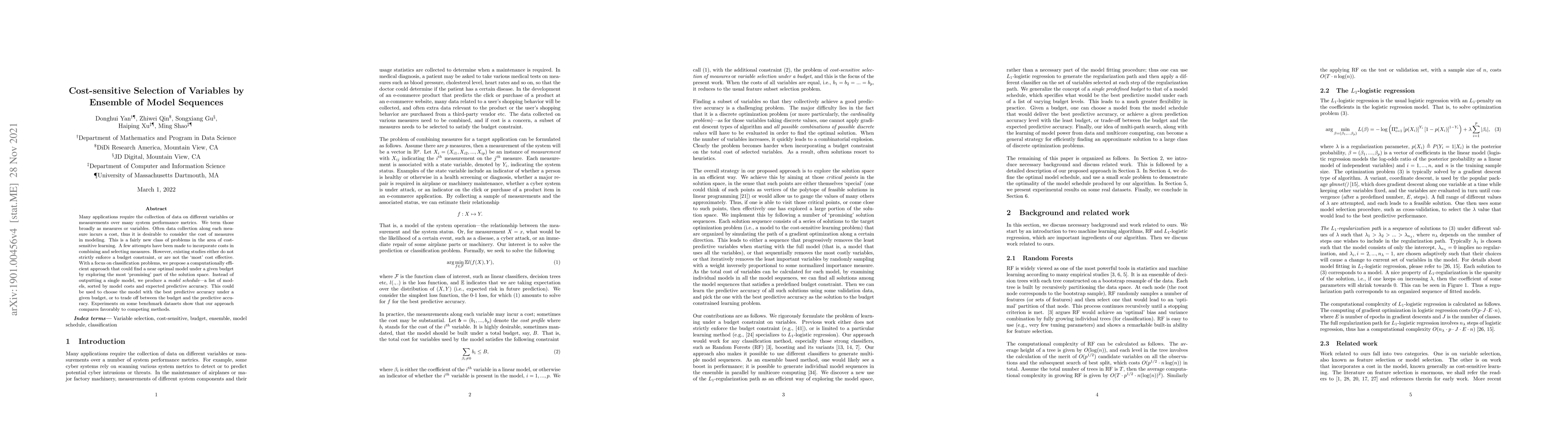 Thumbnail for Cost-sensitive Selection of Variables by Ensemble of Model Sequences