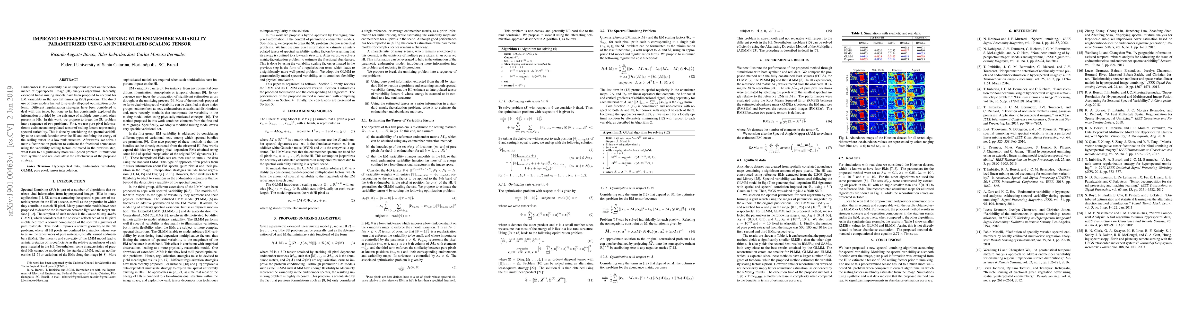 Thumbnail for Improved Hyperspectral Unmixing With Endmember Variability Parametrized
  Using an Interpolated Scaling Tensor