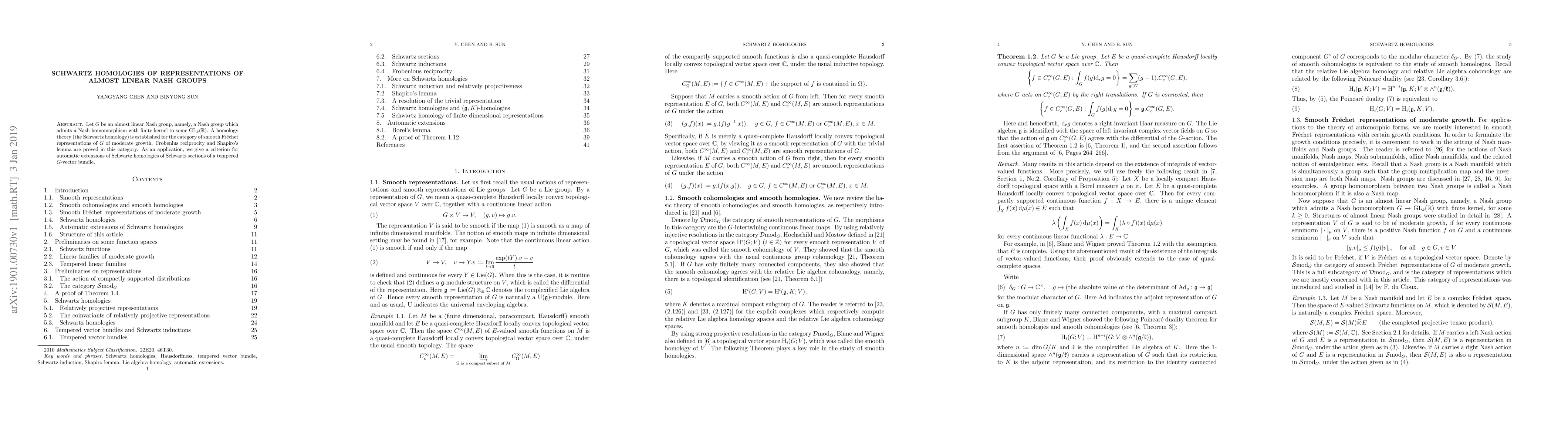 Thumbnail for Schwartz homologies of representations of almost linear Nash groups