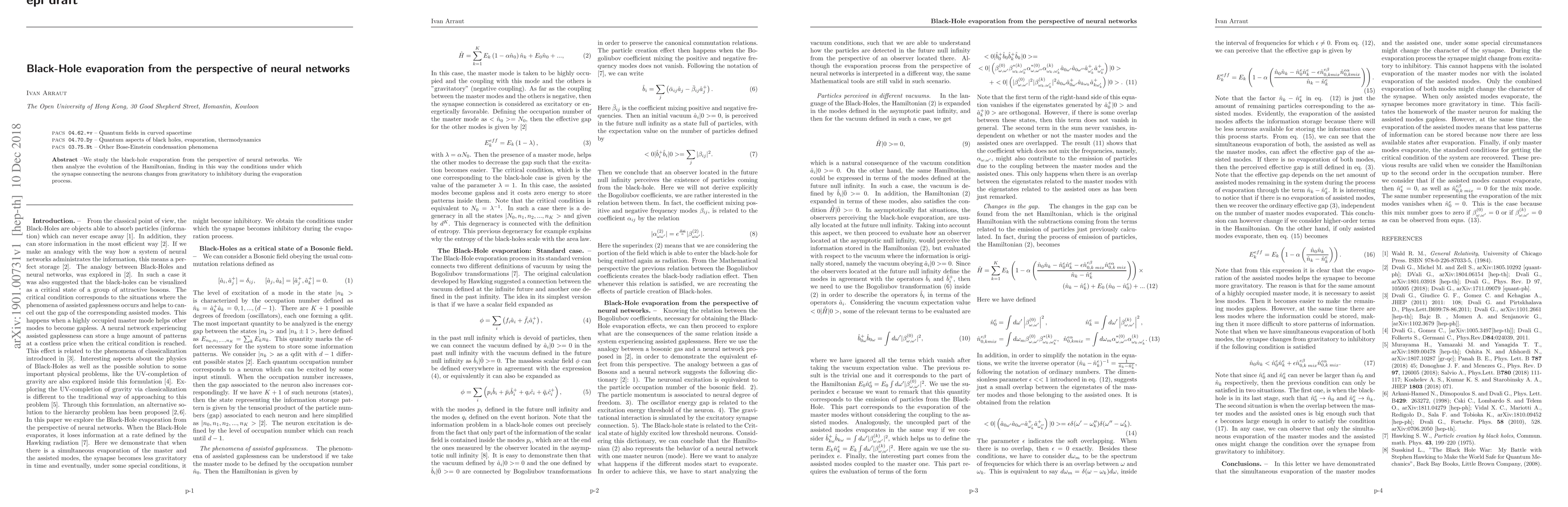 Thumbnail for Black-Hole evaporation from the perspective of neural networks