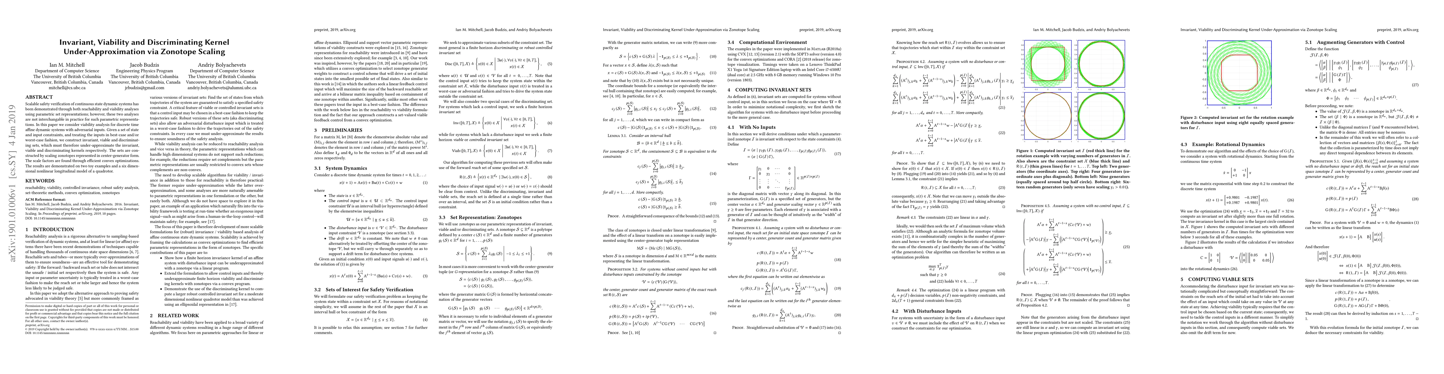 Thumbnail for Invariant, Viability and Discriminating Kernel Under-Approximation via
  Zonotope Scaling