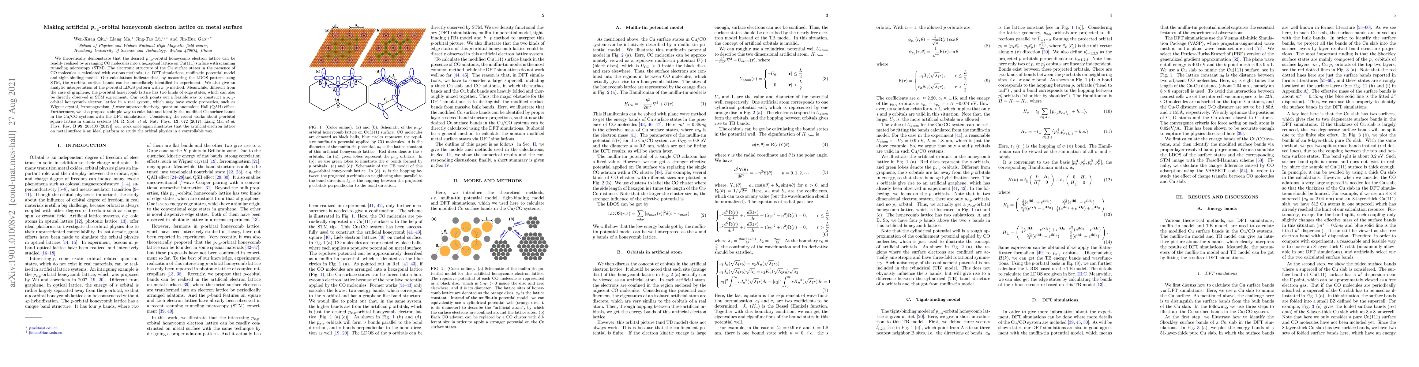 Thumbnail for Making artificial $\textit{p}_{x,y}$-orbital honeycomb electron lattice
  on metal surface