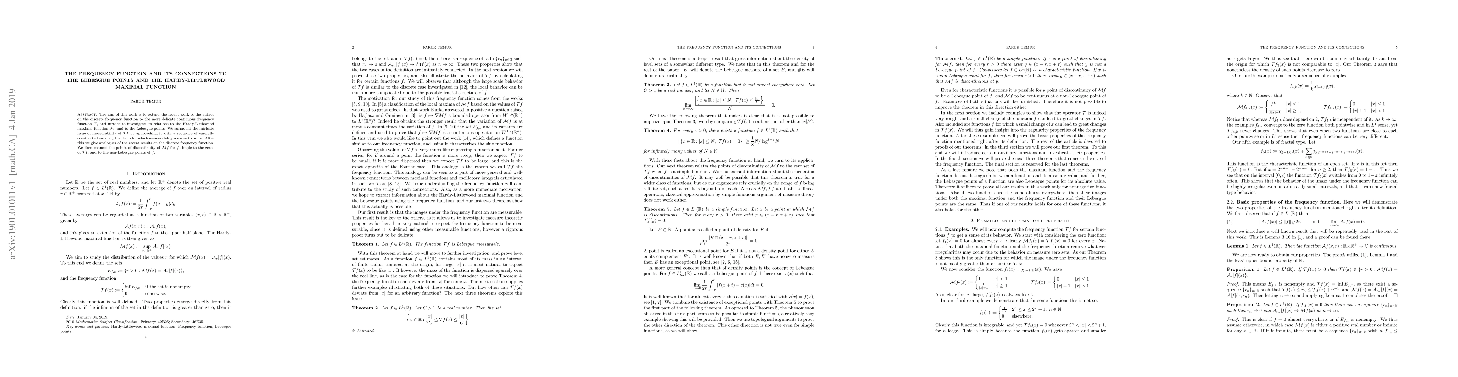 Thumbnail for The frequency function and its connections to the Lebesgue points and
  the Hardy-Littlewood maximal function
