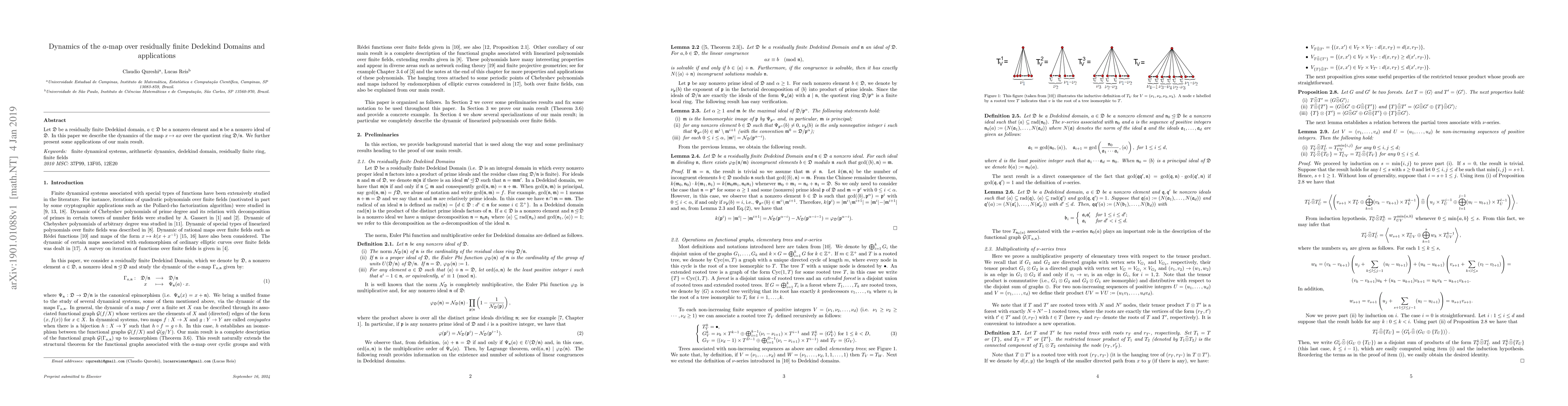 Thumbnail for Dynamics of the $a$-map over residually finite Dedekind Domains and
  applications