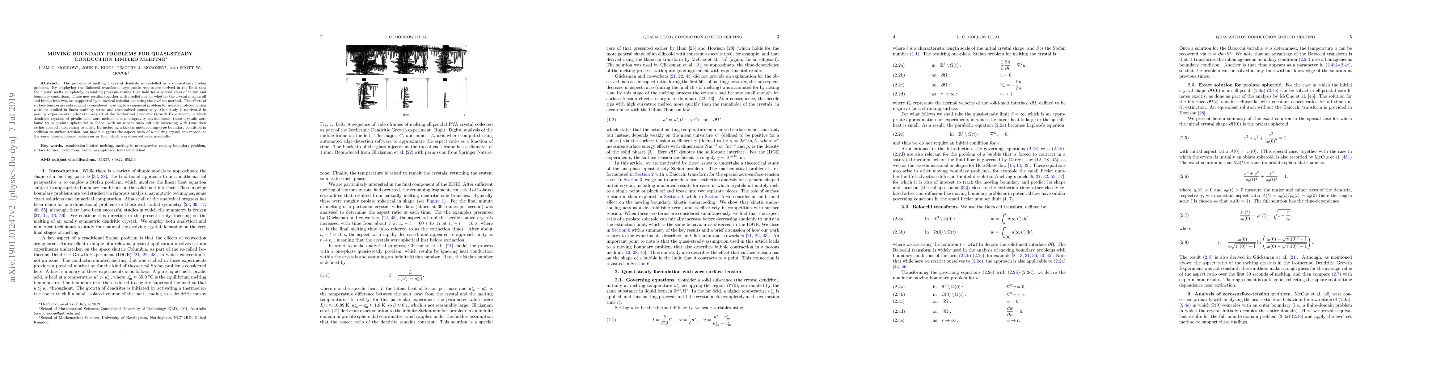 Thumbnail for Moving boundary problems for quasi-steady conduction limited melting