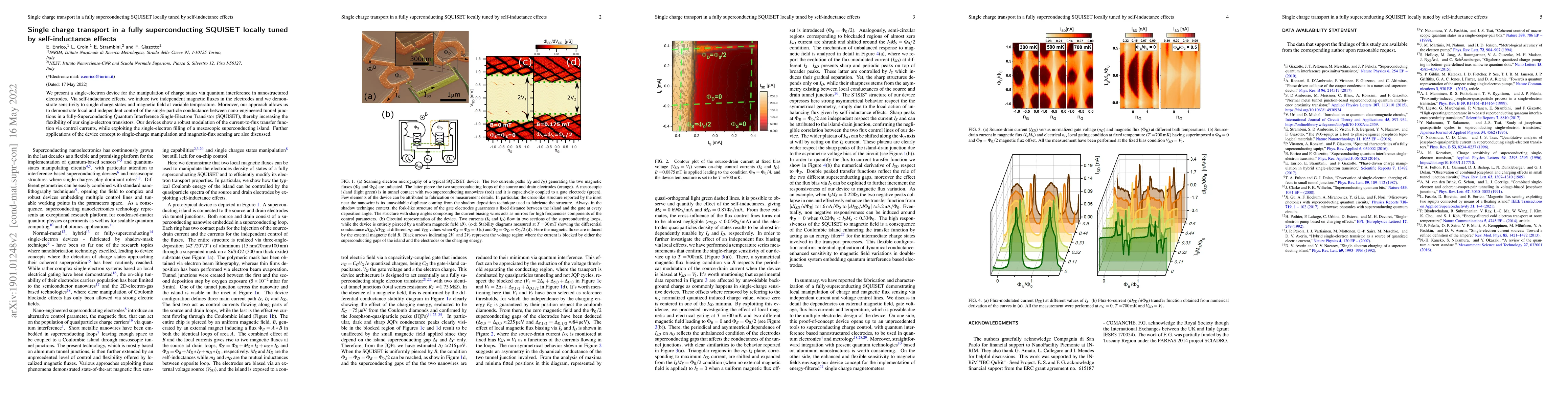 Thumbnail for Single charge transport in a fully superconducting SQUISET locally tuned
  by self-inductance effects