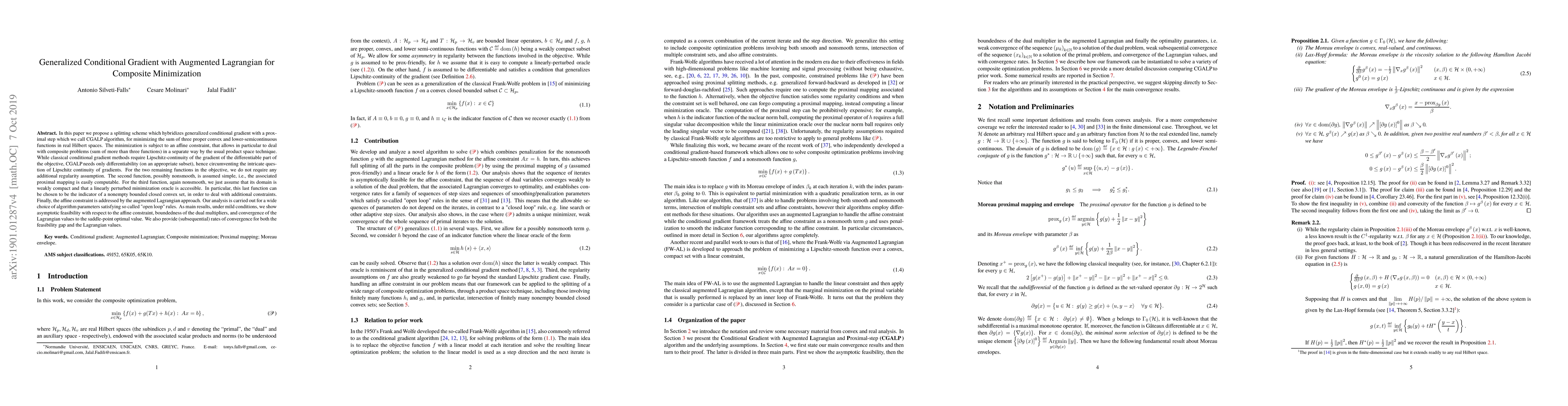 Thumbnail for Generalized Conditional Gradient with Augmented Lagrangian for Composite
  Minimization