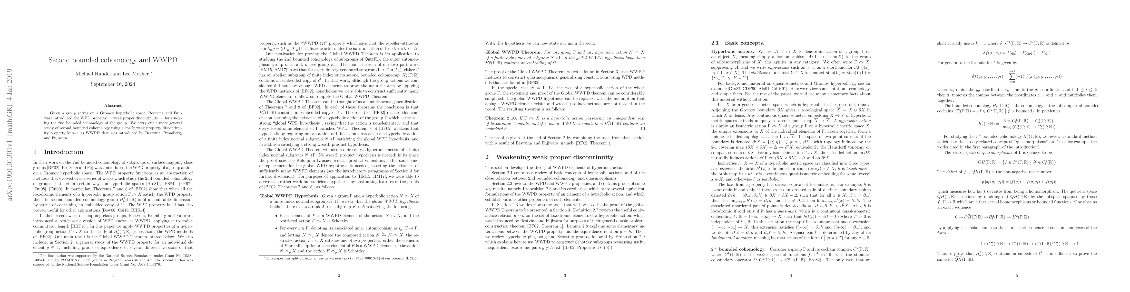 Thumbnail for Second bounded cohomology and WWPD