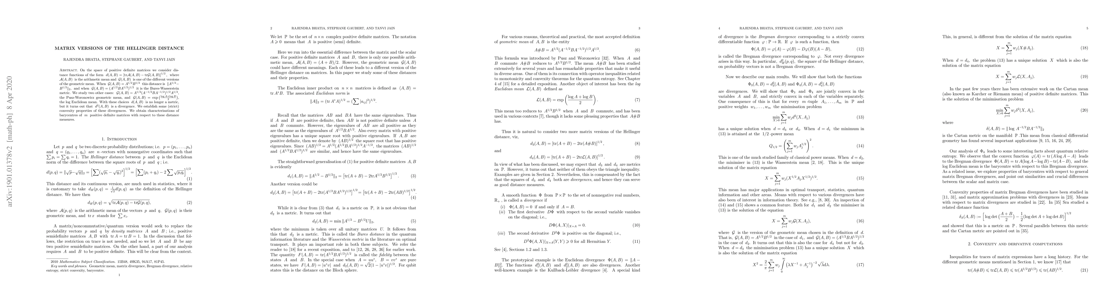 Thumbnail for Matrix versions of the Hellinger distance