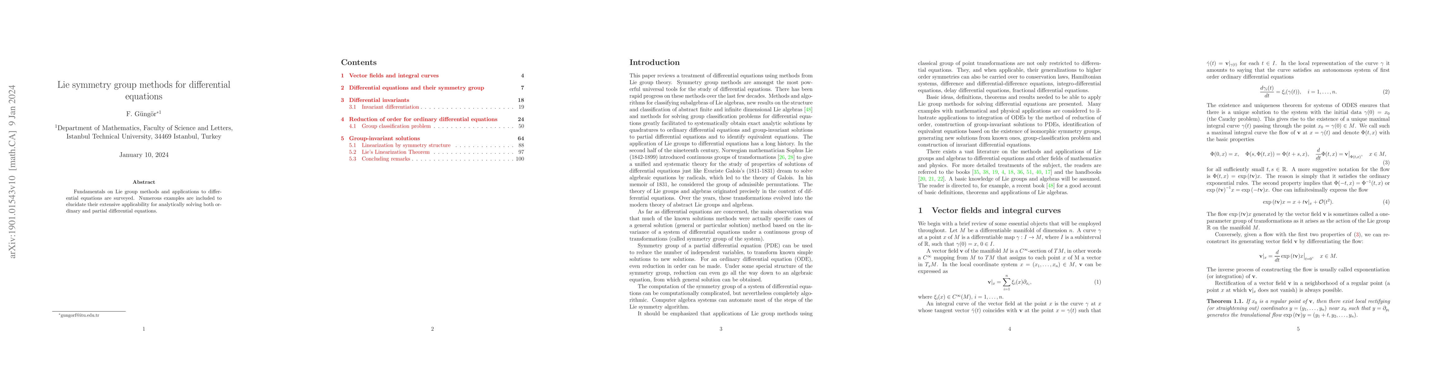 Thumbnail for Notes on Lie symmetry group methods for differential equations