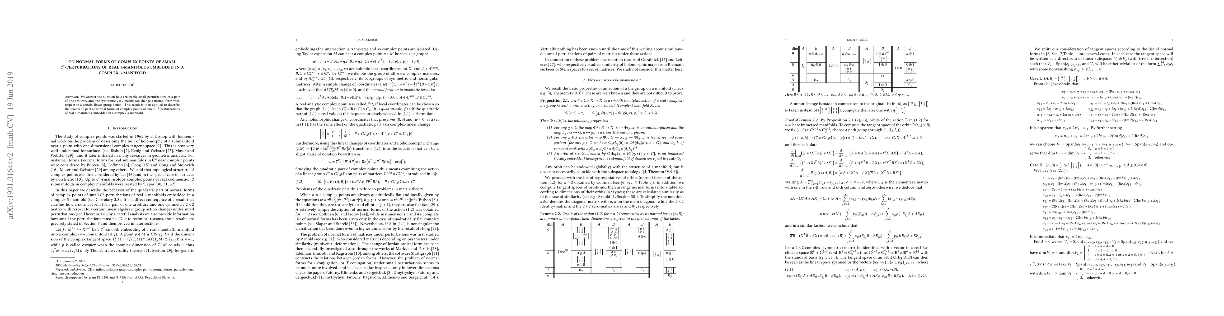 Thumbnail for On normal forms of complex points of small
  $\mathcal{C}^{2}$-perturbations of real $4$-manifolds embedded in a complex
  $3$-manifold