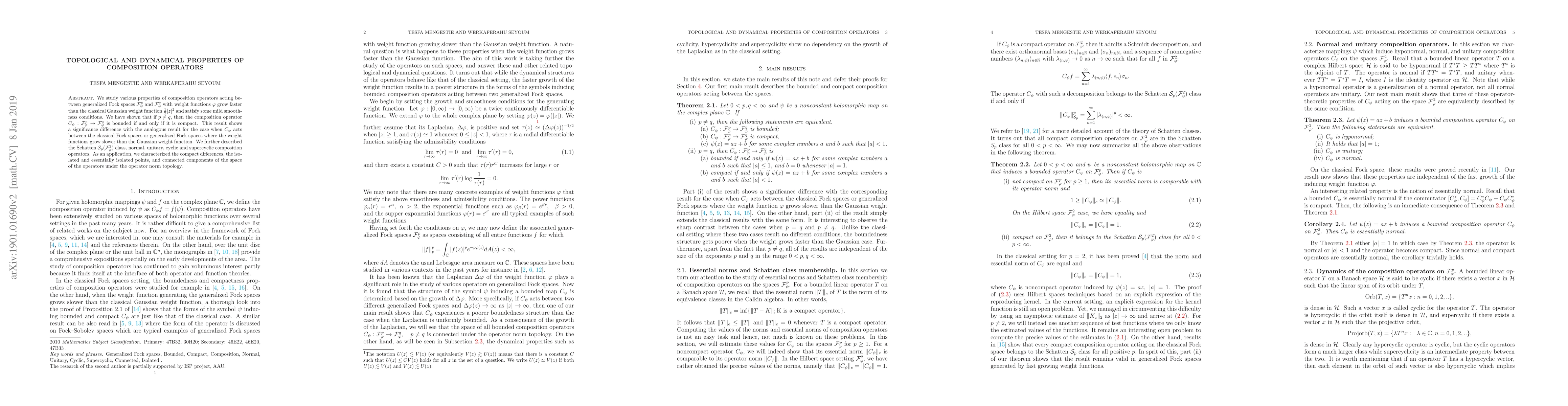 Thumbnail for Topological and dynamical properties of composition operators