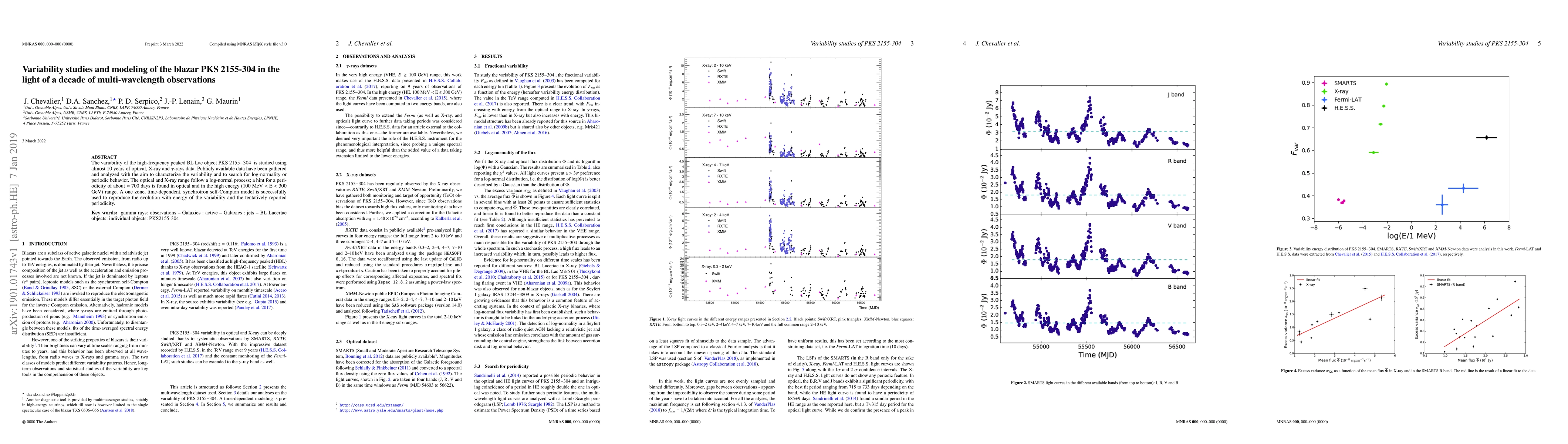 Thumbnail for Variability studies and modeling of the blazar PKS 2155-304 in the light
  of a decade of multi-wavelength observations