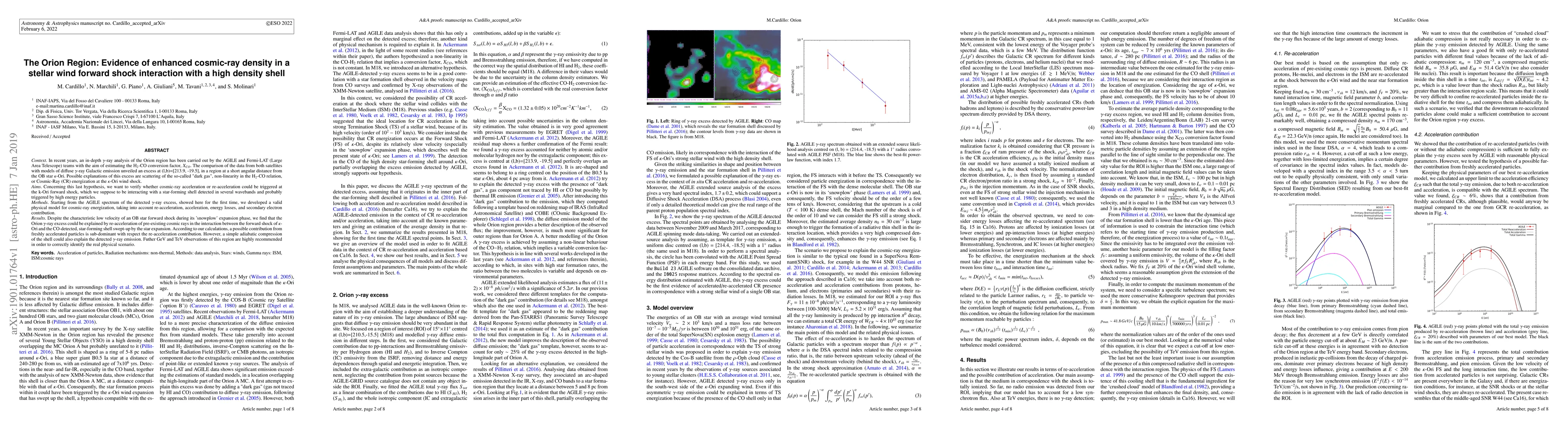 Thumbnail for The Orion Region: Evidence of enhanced cosmic-ray density in a stellar
  wind forward shock interaction with a high density shell