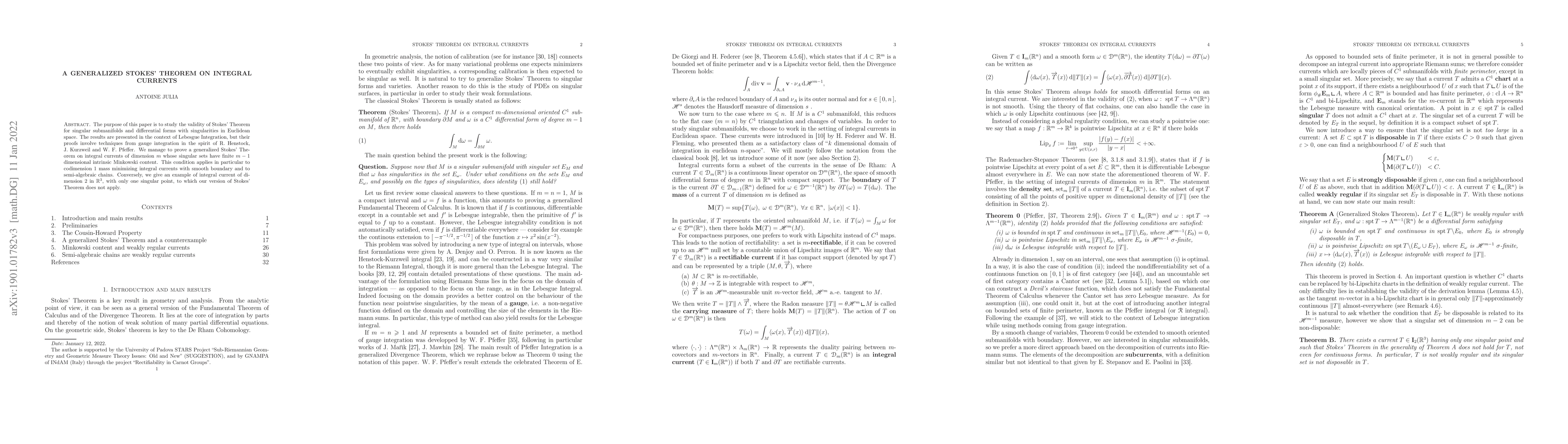 Thumbnail for A Generalized Stokes' Theorem on integral currents