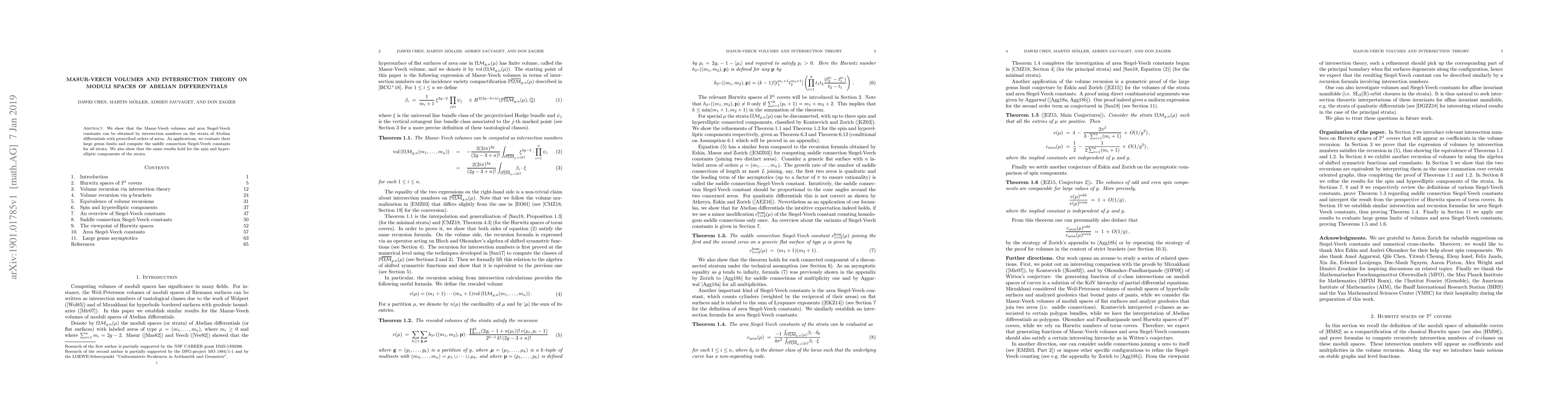 Thumbnail for Masur-Veech volumes and intersection theory on moduli spaces of abelian
  differentials