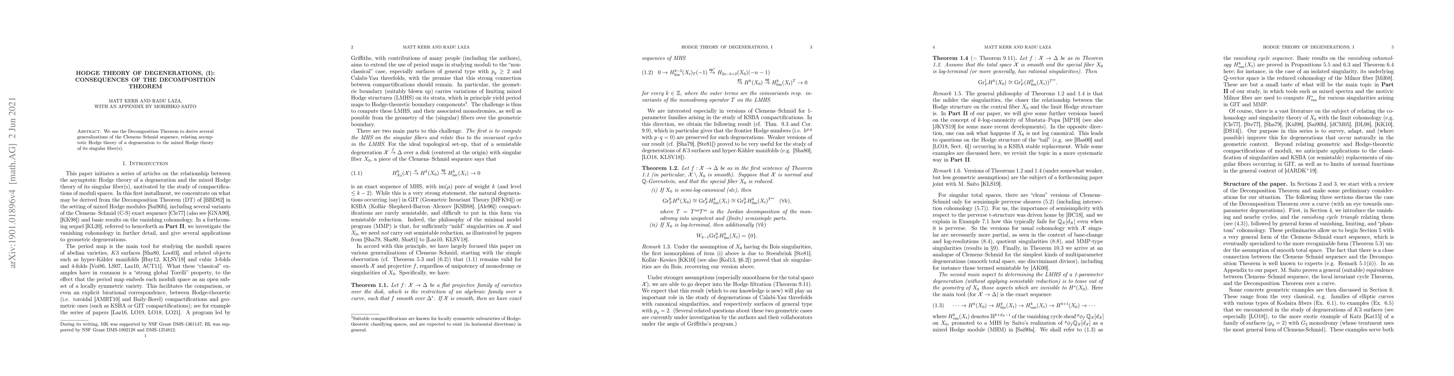 Thumbnail for Hodge theory of degenerations, (I): Consequences of the decomposition
  theorem