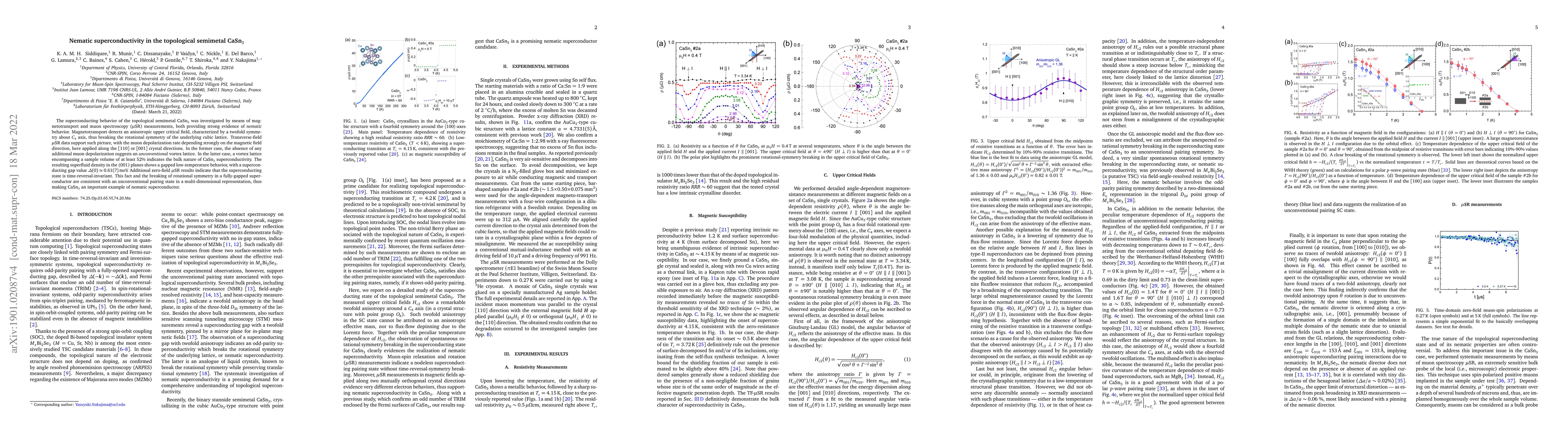 Thumbnail for Nematic superconductivity in the topological semimetal CaSn$_{3}$