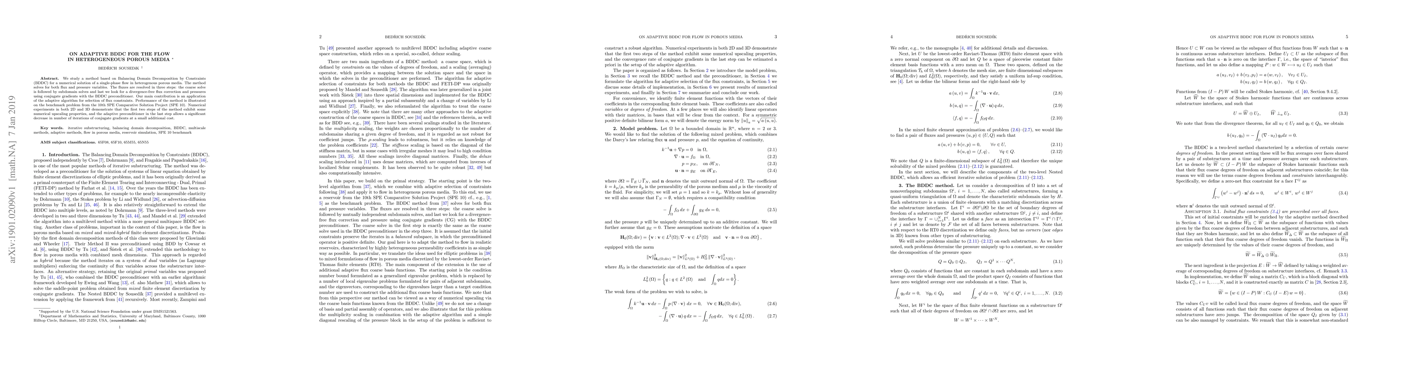 Thumbnail for On adaptive BDDC for the flow in heterogeneous porous media