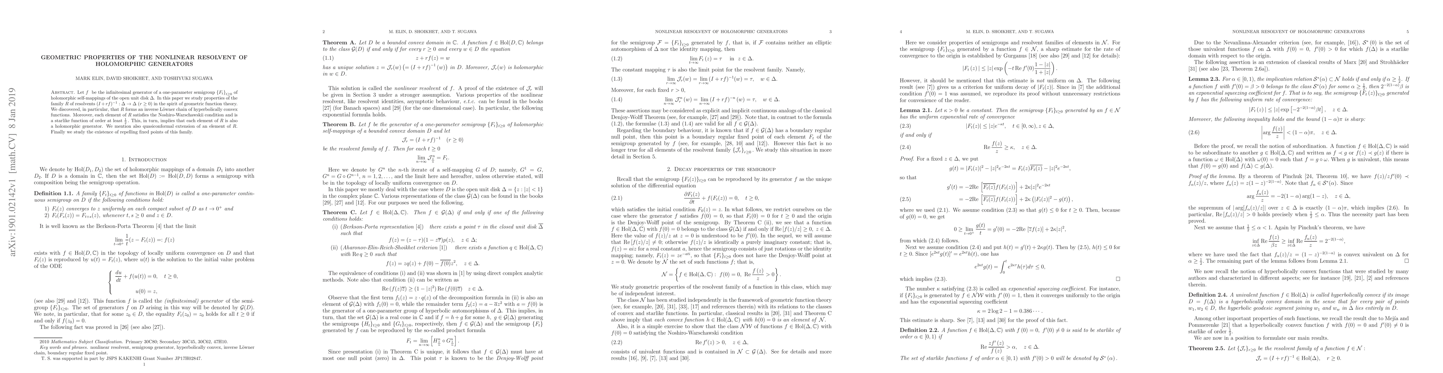 Thumbnail for Geometric properties of the nonlinear resolvent of holomorphic
  generators