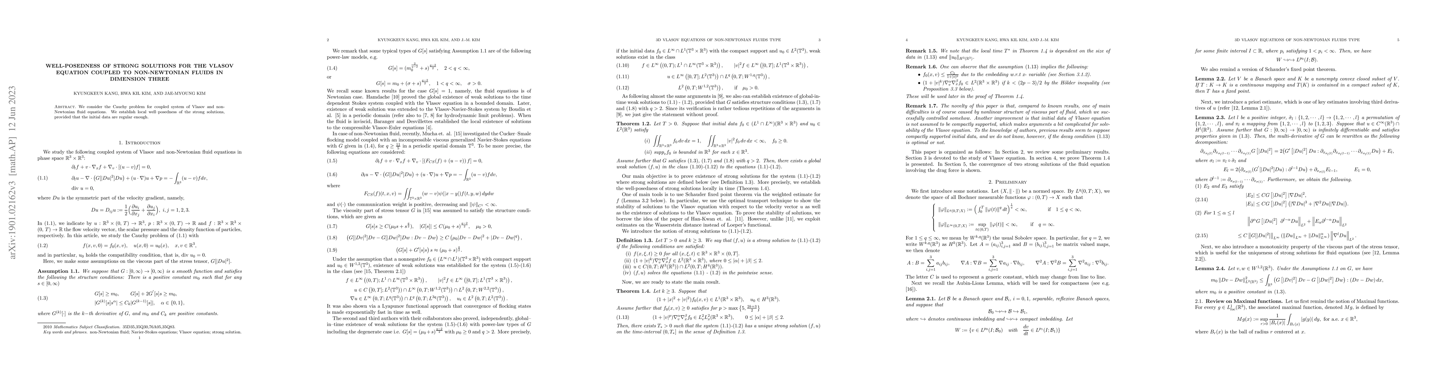 Thumbnail for Well-posedness of strong solutions for the Vlasov equation coupled to
  non-Newtonian fluids in dimension three