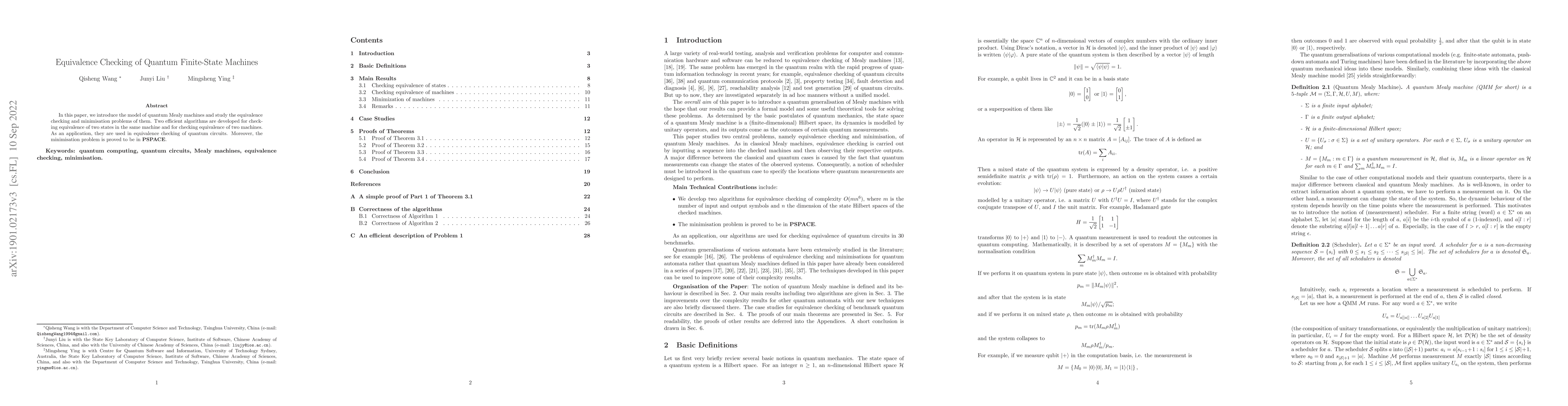 Thumbnail for Equivalence Checking of Quantum Finite-State Machines