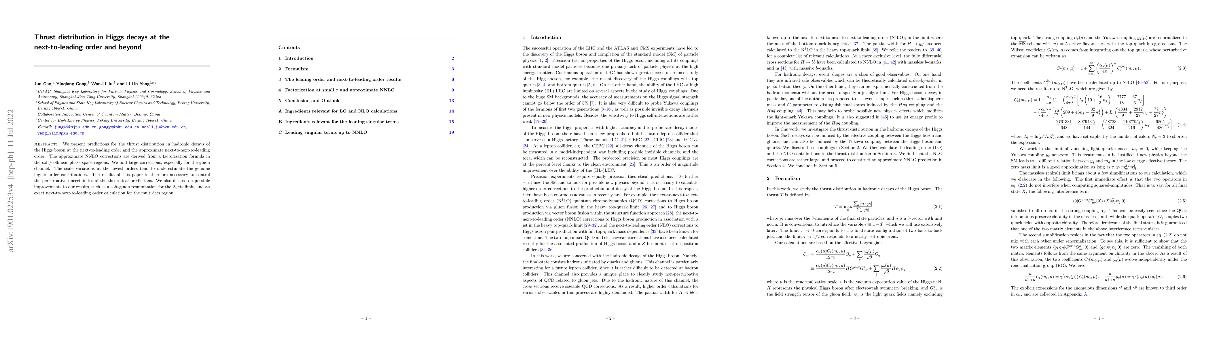 Thumbnail for Thrust distribution in Higgs decays at the next-to-leading order and
  beyond