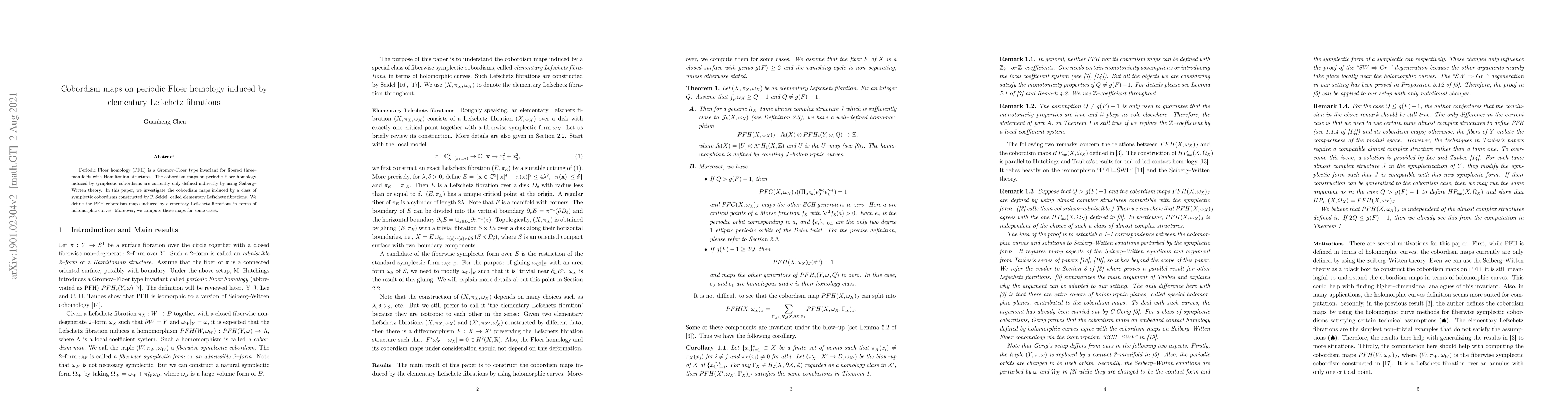 Thumbnail for Cobordism maps on periodic Floer homology induced by elementary
  Lefschetz fibrations