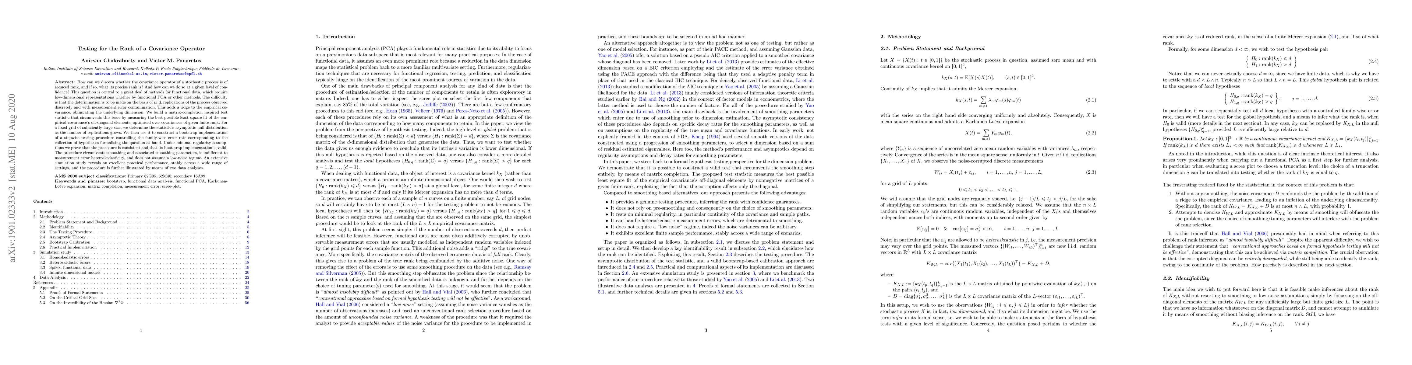 Thumbnail for Testing for the Rank of a Covariance Operator