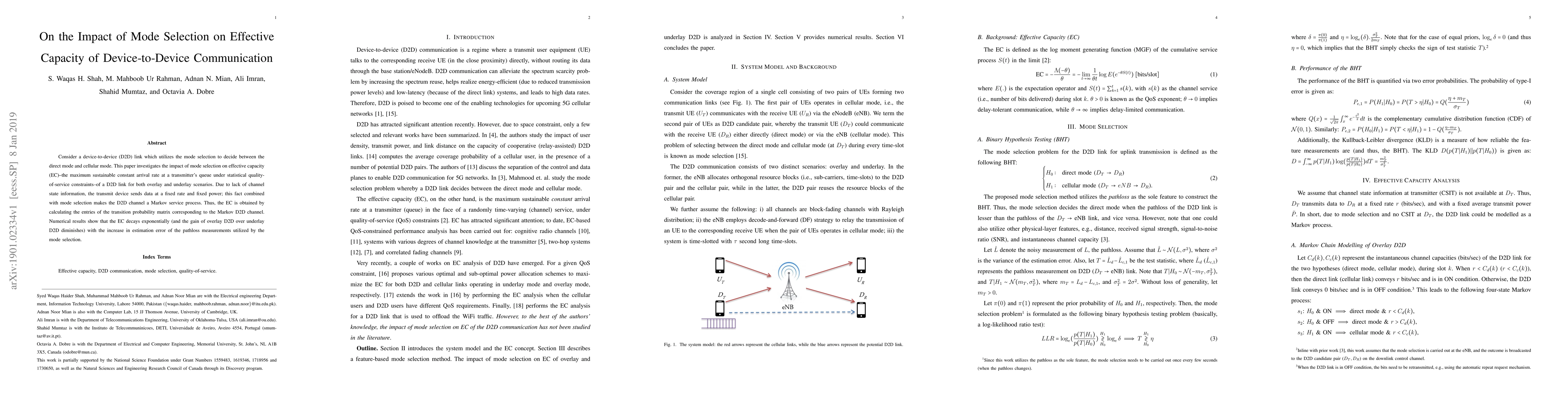 Thumbnail for On the Impact of Mode Selection on Effective Capacity of
  Device-to-Device Communication