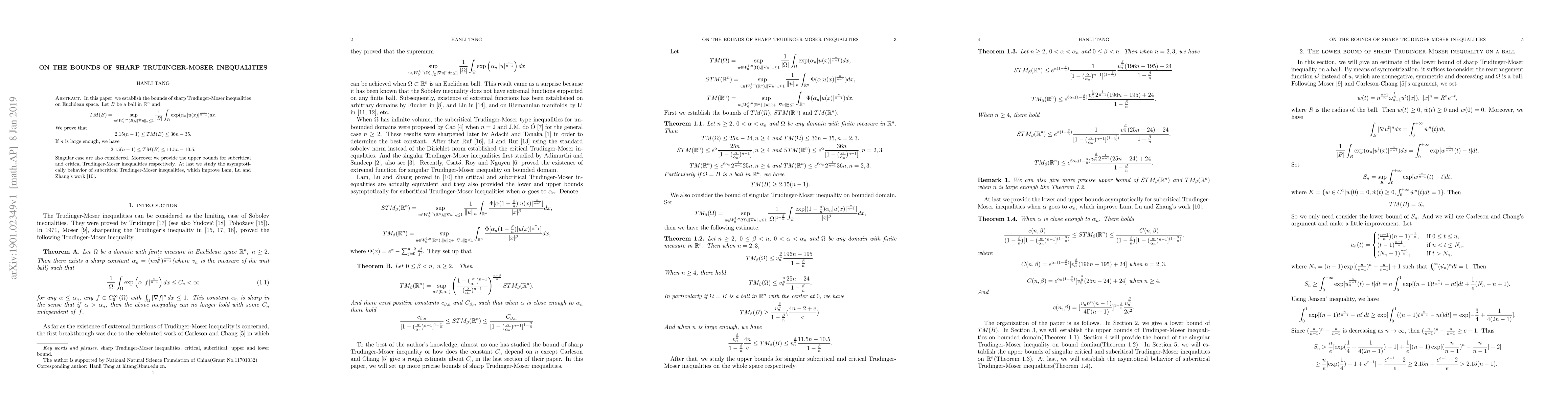 Thumbnail for On the bounds of sharp Trudinger-Moser inequalities