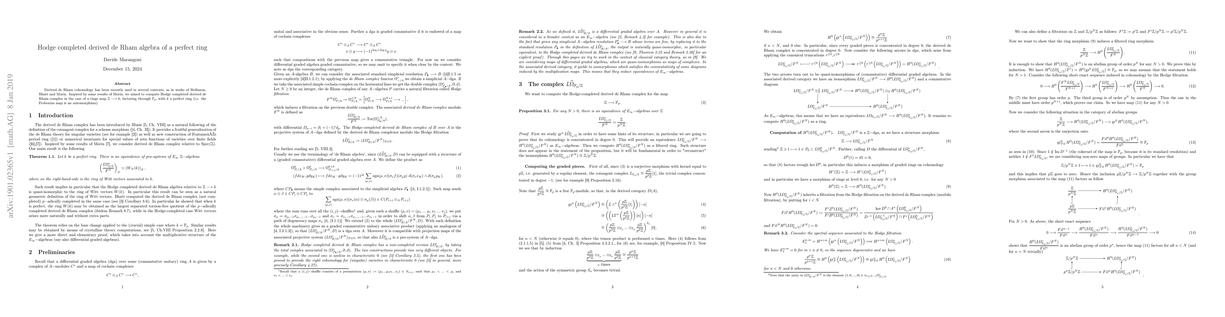 Thumbnail for Hodge completed derived de Rham algebra of a perfect ring