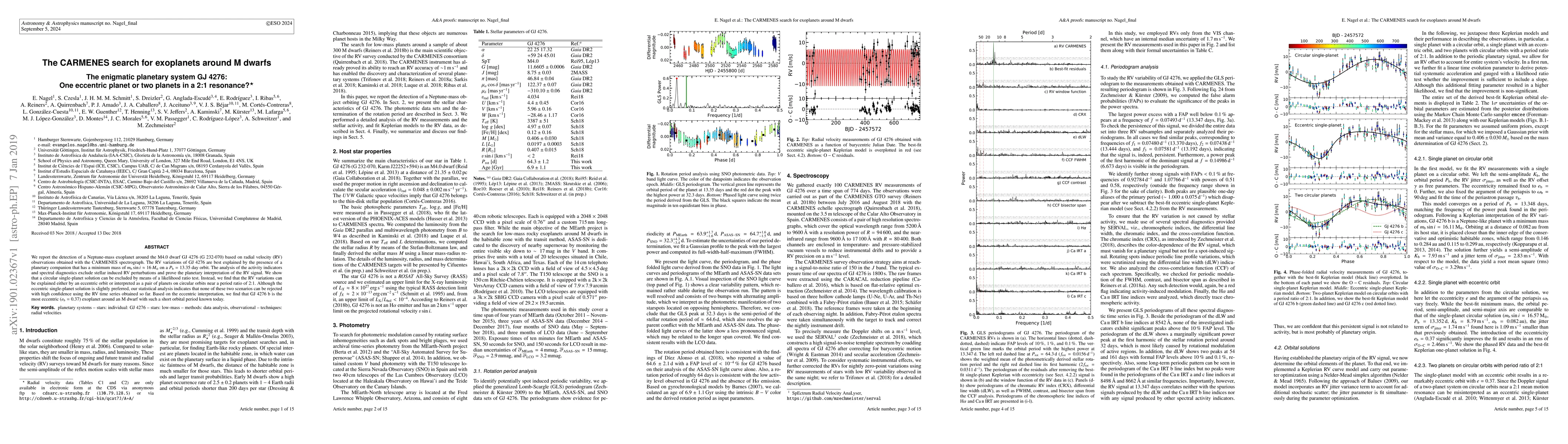Thumbnail for The CARMENES search for exoplanets around M dwarfs - The enigmatic
  planetary system GJ 4276: One eccentric planet or two planets in a 2:1
  resonance?