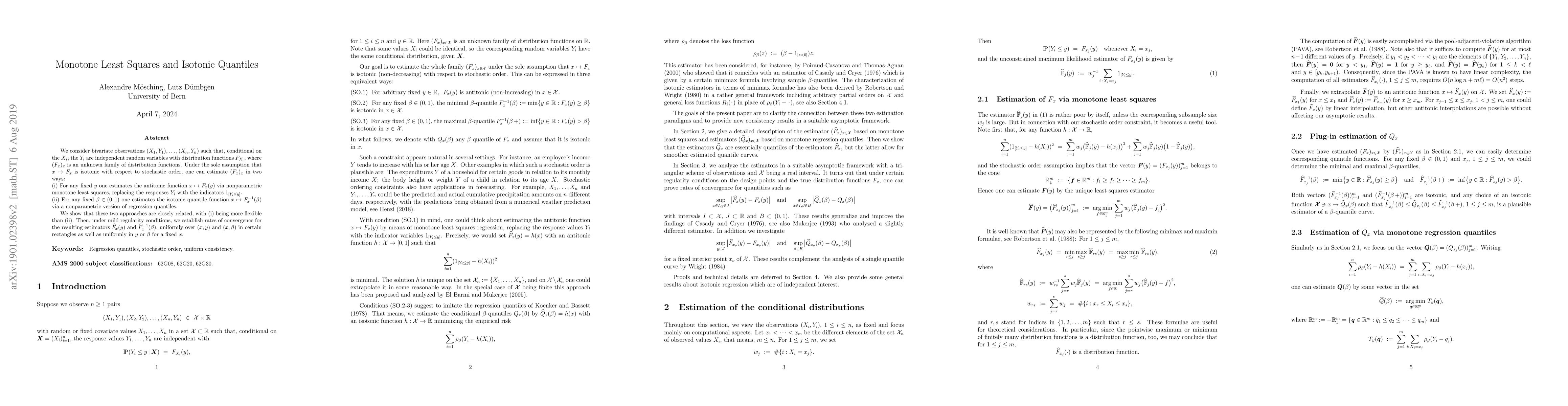 Thumbnail for Monotone Least Squares and Isotonic Quantiles
