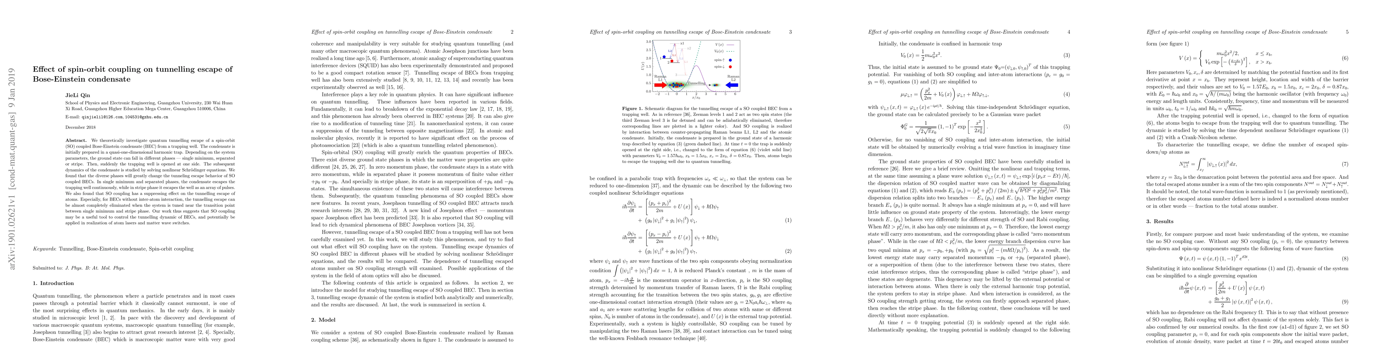 Thumbnail for Effect of spin-orbit coupling on tunnelling escape of Bose-Einstein
  condensate