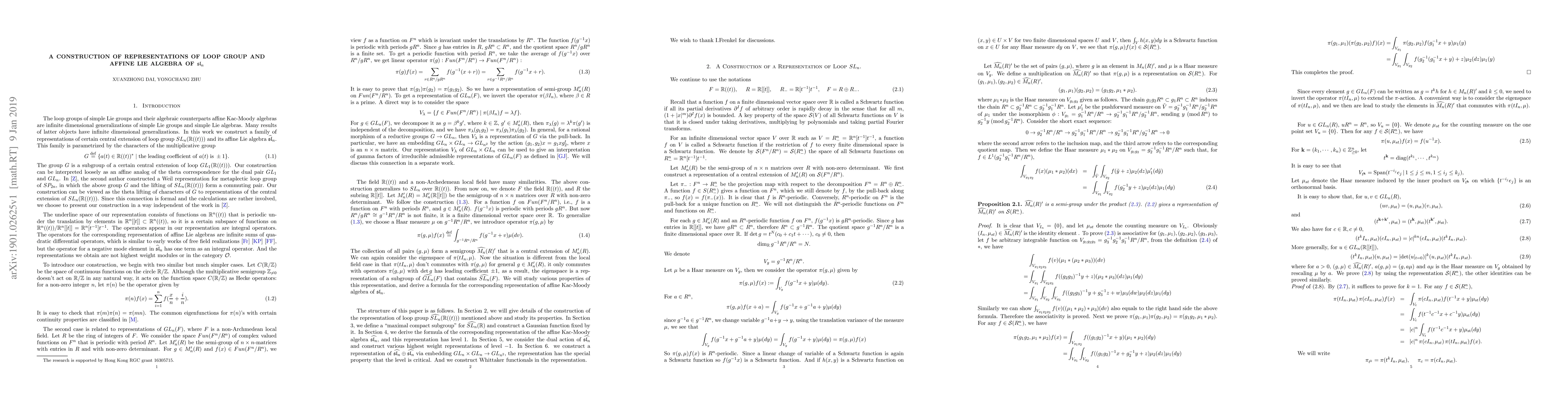 Thumbnail for A Construction of Representations of Loop Group and Affine Lie Algebra
  of $\mathfrak{sl}_n$