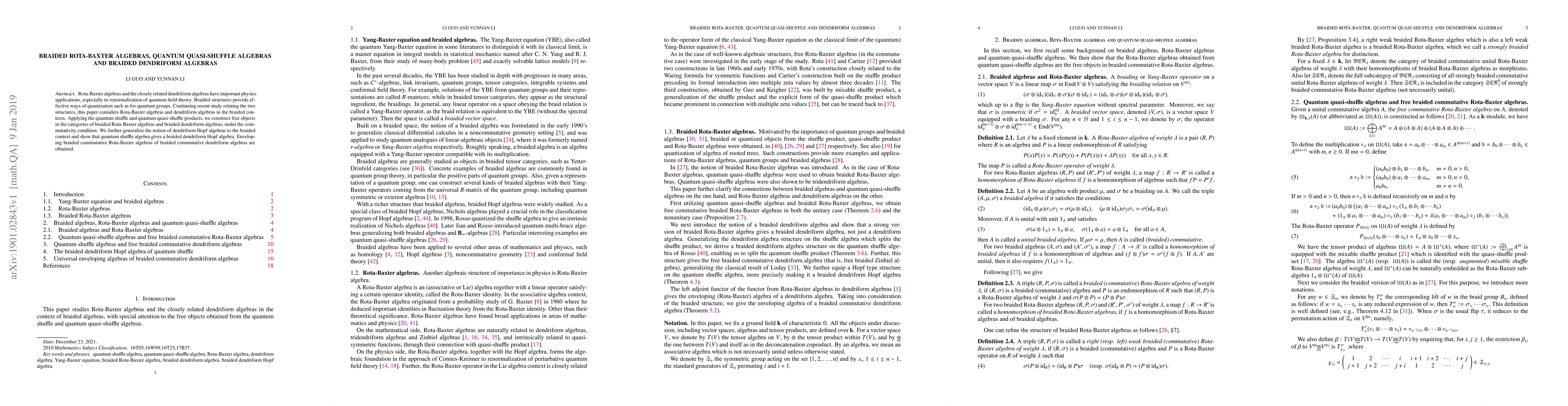 Thumbnail for Braided Rota-Baxter algebras, quantum quasi-shuffle algebras and braided
  dendriform algebras