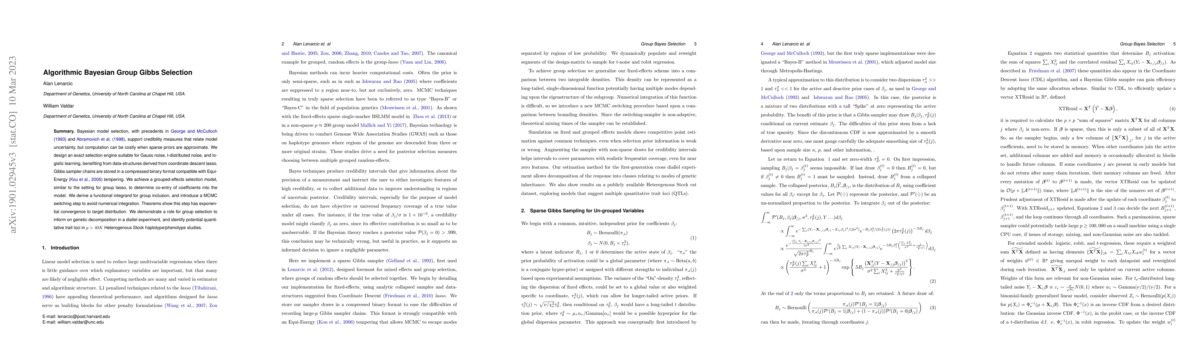Thumbnail for Algorithmic Bayesian Group Gibbs Selection