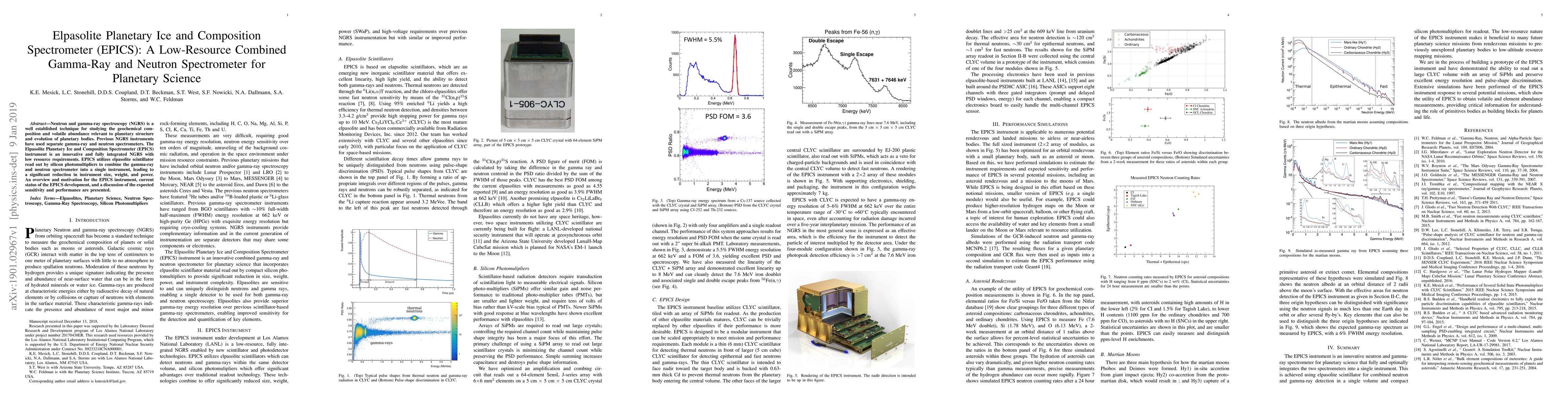 Thumbnail for Elpasolite Planetary Ice and Composition Spectrometer (EPICS): A
  Low-Resource Combined Gamma-Ray and Neutron Spectrometer for Planetary
  Science