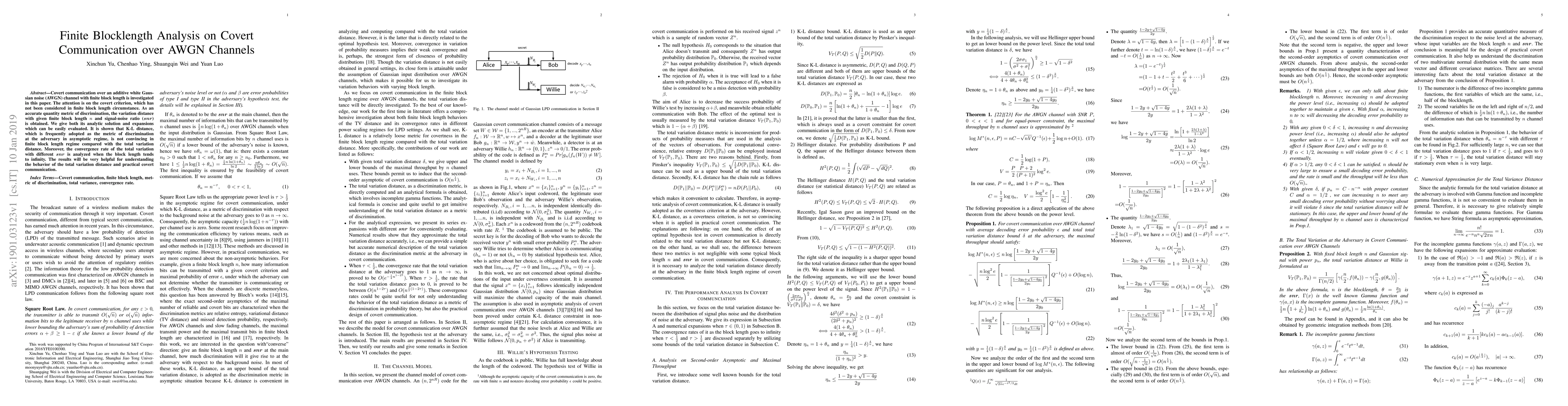 Thumbnail for Finite Blocklength Analysis of Gaussian Random coding in AWGN Channels
  under Covert constraints II: Viewpoints of Total Variation Distance