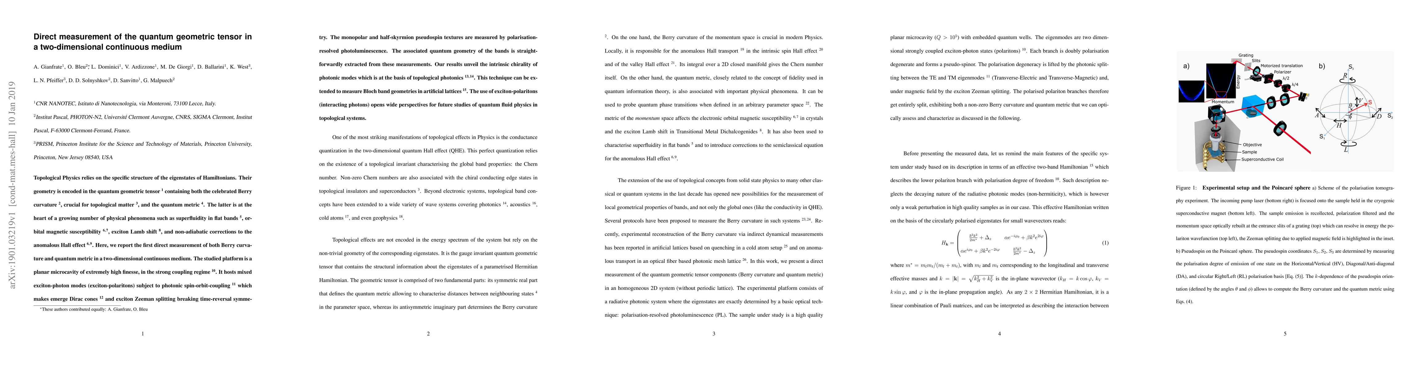 Thumbnail for Direct measurement of the quantum geometric tensor in a two-dimensional
  continuous medium