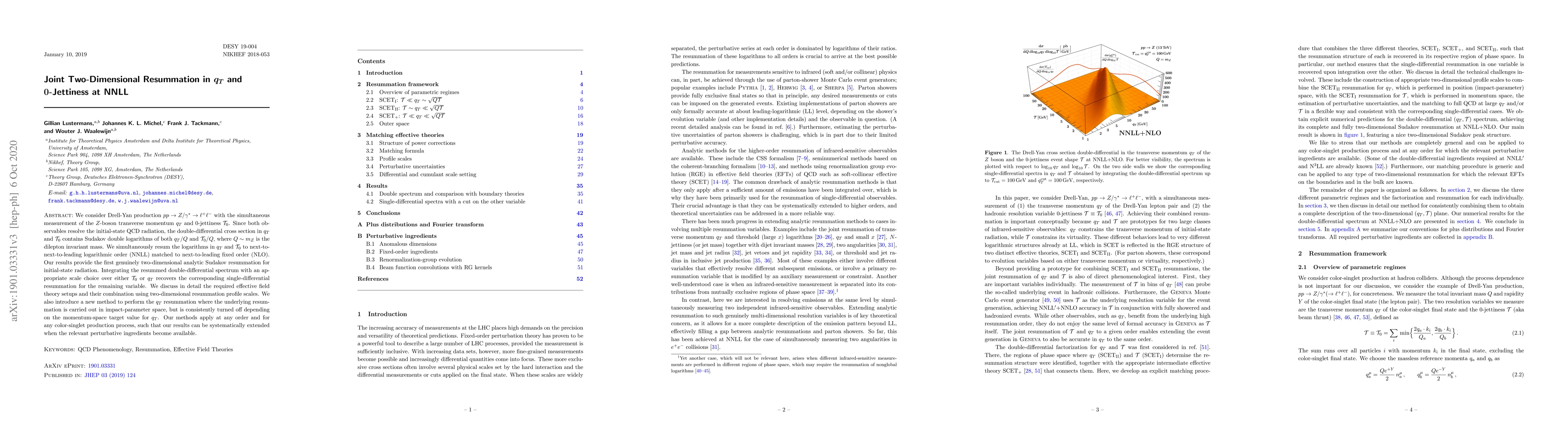 Thumbnail for Joint Two-Dimensional Resummation in $q_T$ and $0$-Jettiness at NNLL