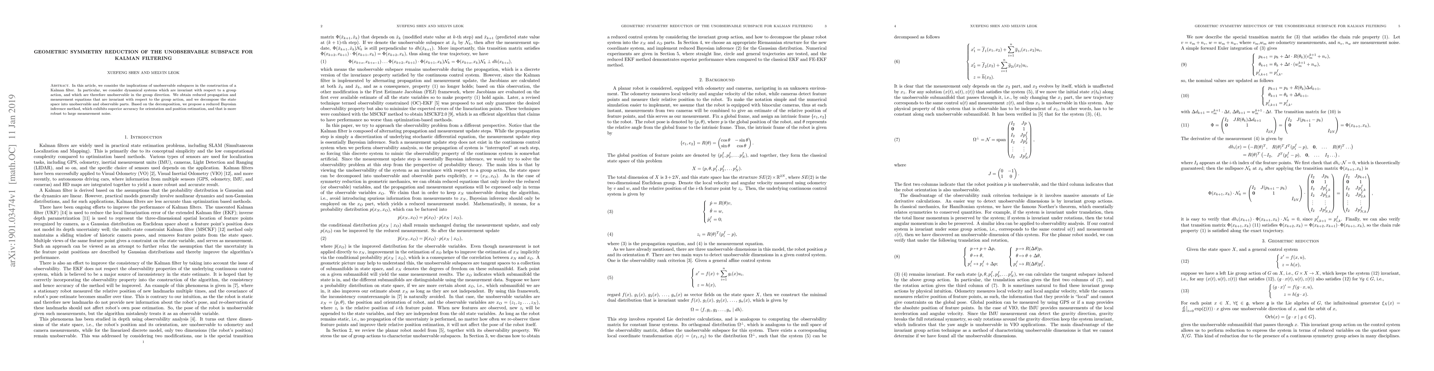 Thumbnail for Geometric Symmetry Reduction of the Unobservable Subspace for Kalman
  Filtering