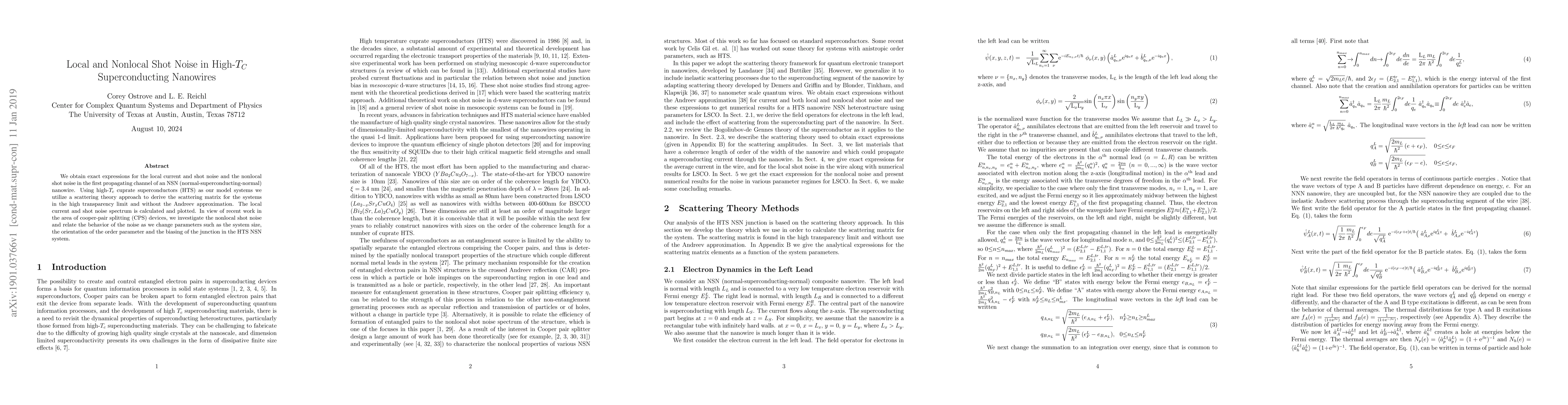 Thumbnail for Local and Nonlocal Shot Noise in High-$T_C$ Superconducting Nanowires